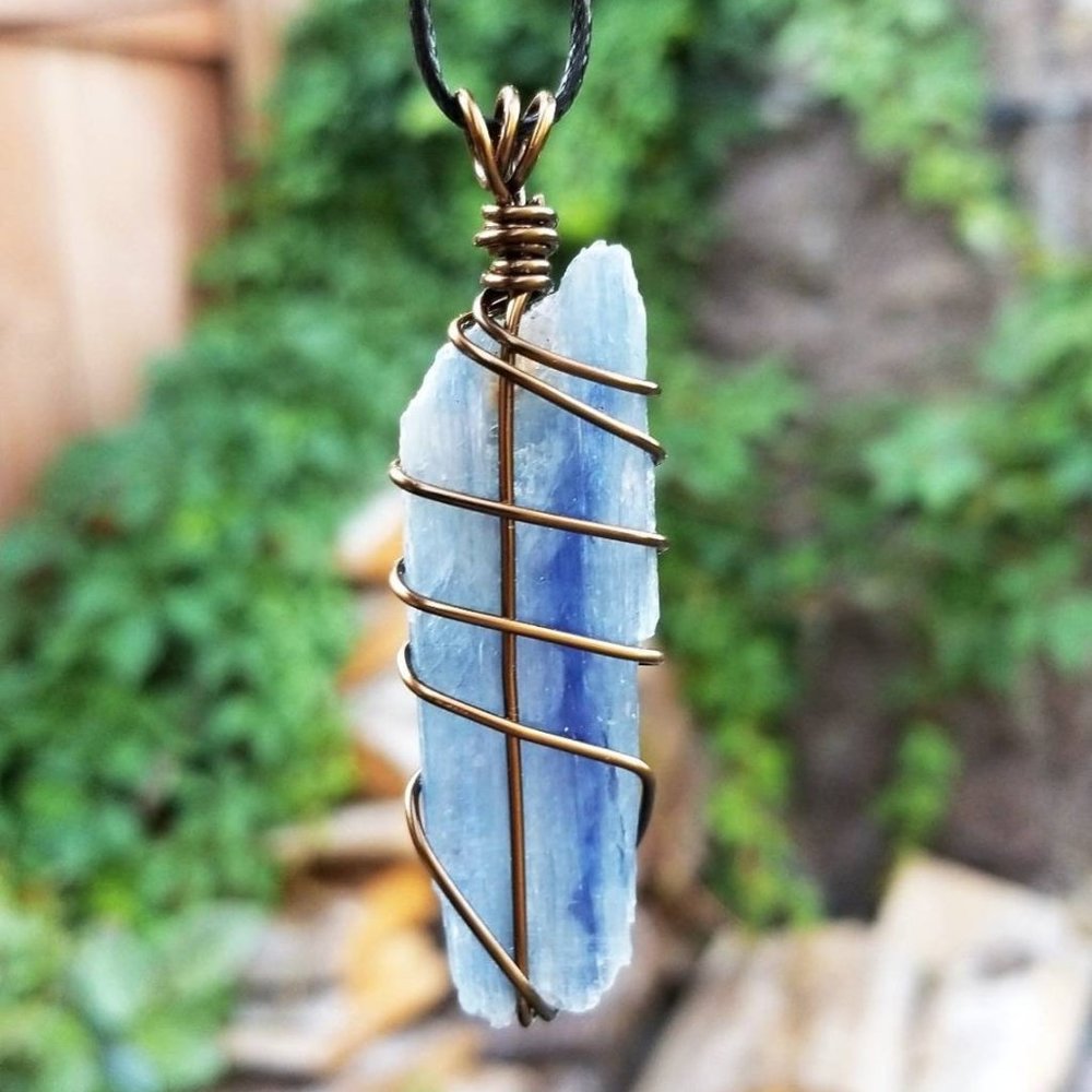 SOLD!!! Blue Kyanite Hand Wrapped Crystal Necklace